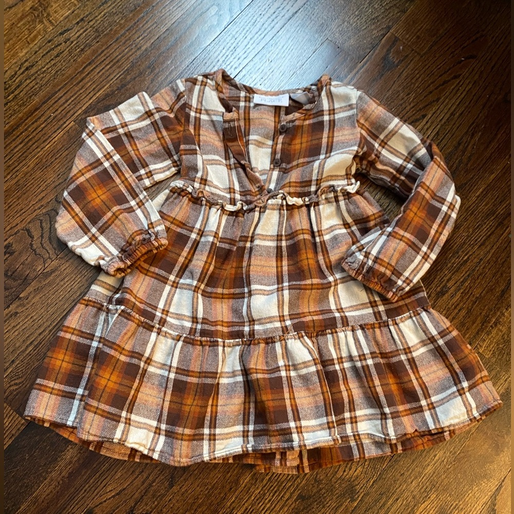 4T dress Plaid Flannel Long-Sleeve fall autumn thanksgiving 100% cotton toddler